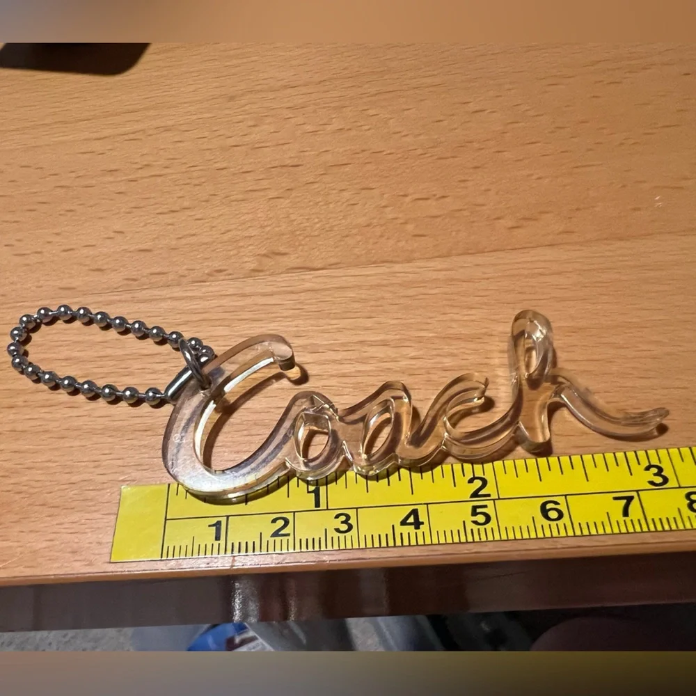 Coach Poppy Script Clear Gold Hang Tag 3”